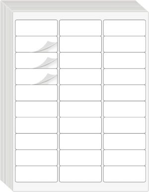 1" x 2-5/8" Address Labels 3000 Labels Sticker Paper for Laser/Ink Jet Printer mailing Labels 8.5"×11" White 30 per Sheet